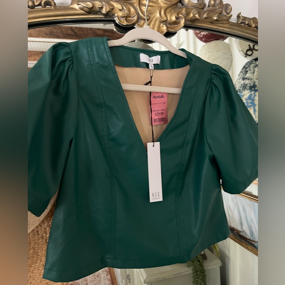 Faux leather top